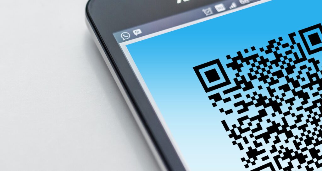 A smartphone incorporating qr code technology.